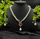 Imported Timeless Pearl Necklace Set With Radiant Pendant & Earrings